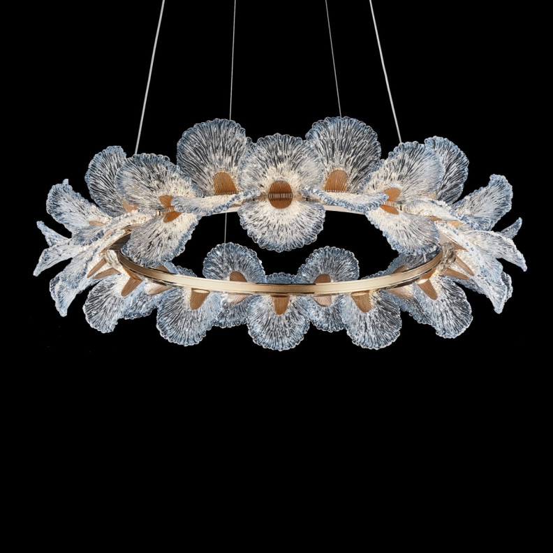LT-CH1052GLED-BLU Brisa LED Round Blue Chandelier Gold, Large By Michael Amini