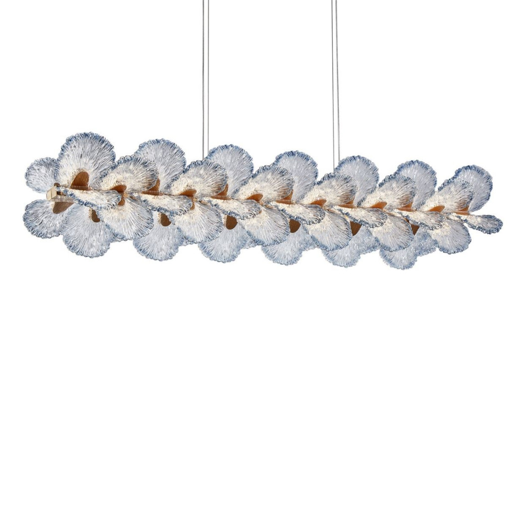 LT-CH1053GLED-BLU Brisa LED Rectangular Blue Chandelier Gold by Michael Amini