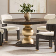 5PC Round Dining Table Espresso Finish West Kensington Collection by Michael Amini  9096001-417