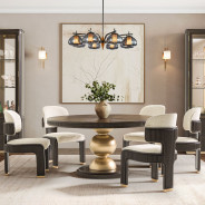 5PC Round Dining Table Espresso Finish West Kensington Collection by Michael Amini  9096001-417
