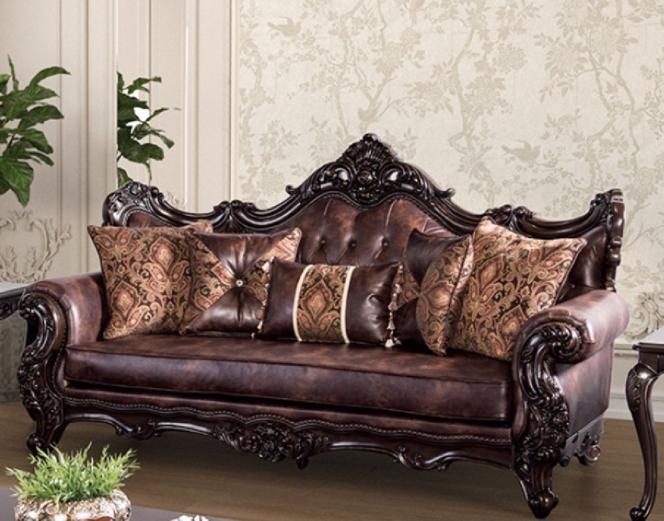 FM65005BR 2PC Sofa & Loveseat Victorian Style By Furniture of America