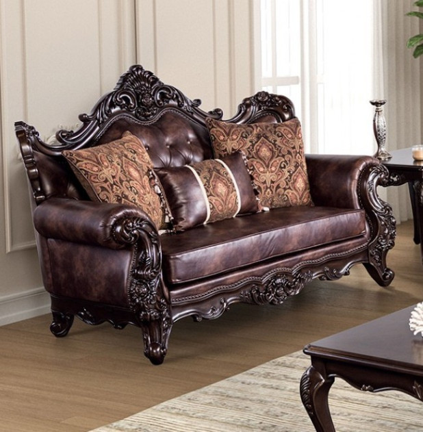 FM65005BR 2PC Sofa & Loveseat Victorian Style By Furniture of America