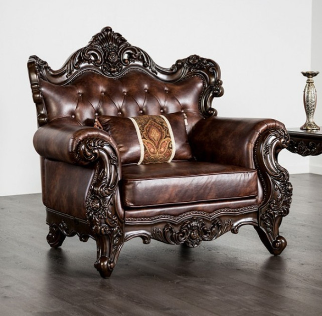 FM65005BR 2PC Sofa & Loveseat Victorian Style By Furniture of America