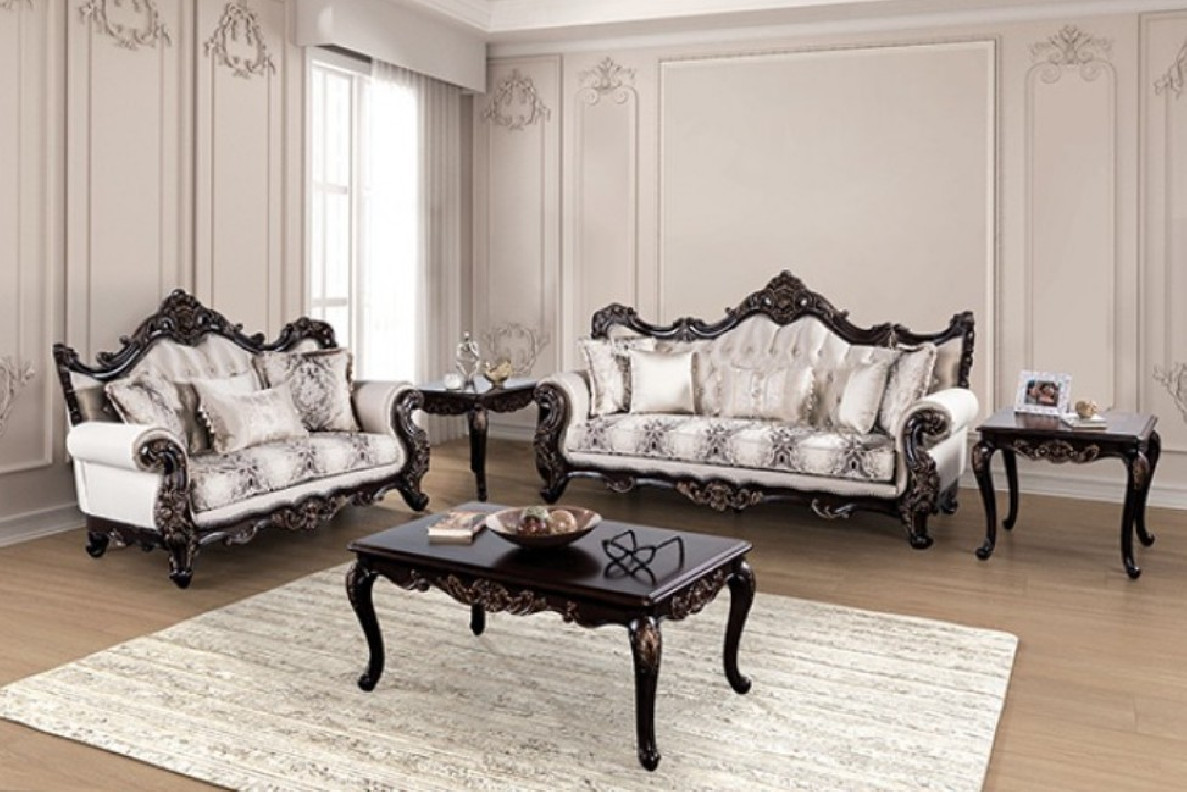 2PC Sofa & Loveseat Victorian Style By Furniture of America FM65005BG