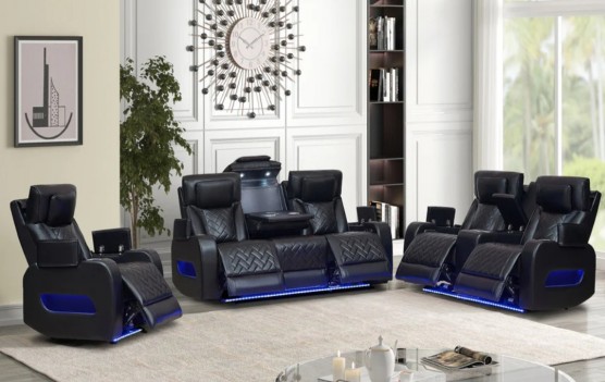 SF5868 PC 2PC black leather...