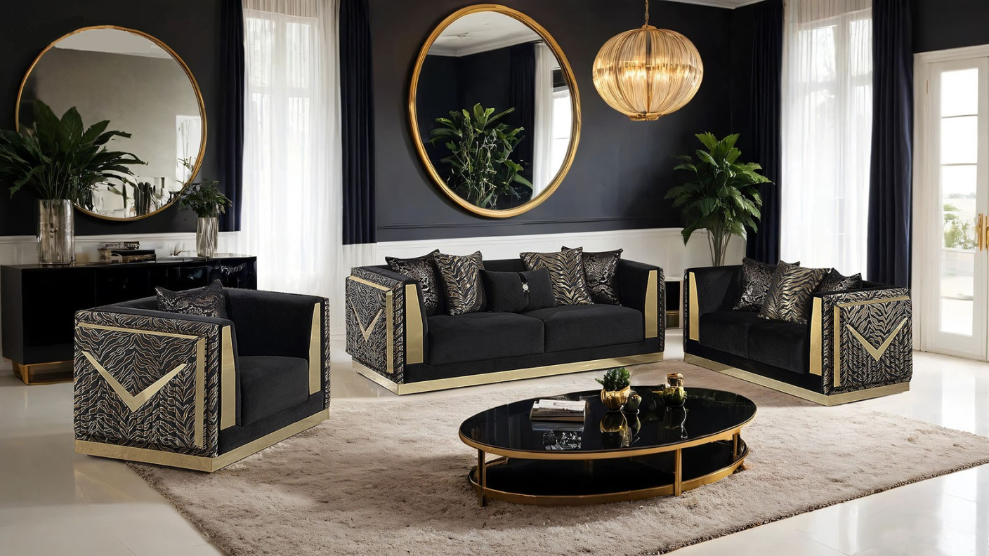 FM67000BK 2PC Sofa & Loveseat Doriphei Collection By Furniture of America
