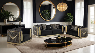 FM67000BK 2PC Sofa & Loveseat Doriphei Collection By Furniture of America