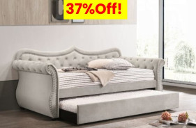 39430 Adkins Daybed W/Trundle (Twin) Beige Linen by Acme Furniture