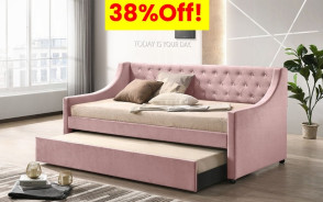 39380 Lianna Daybed W/Trundle (Twin) Pink Velvet by Acme Furniture