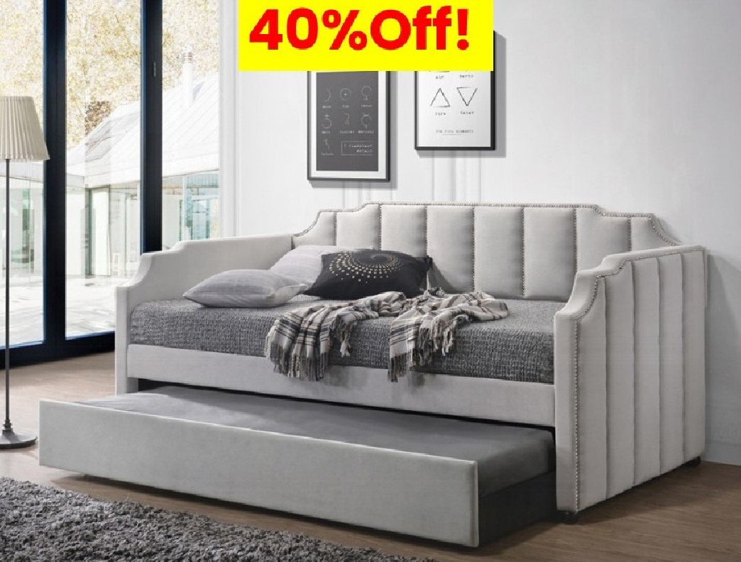 39410 Peridot Daybed W/Trundle (Twin) Dove Gray Velvet by Acme Furniture