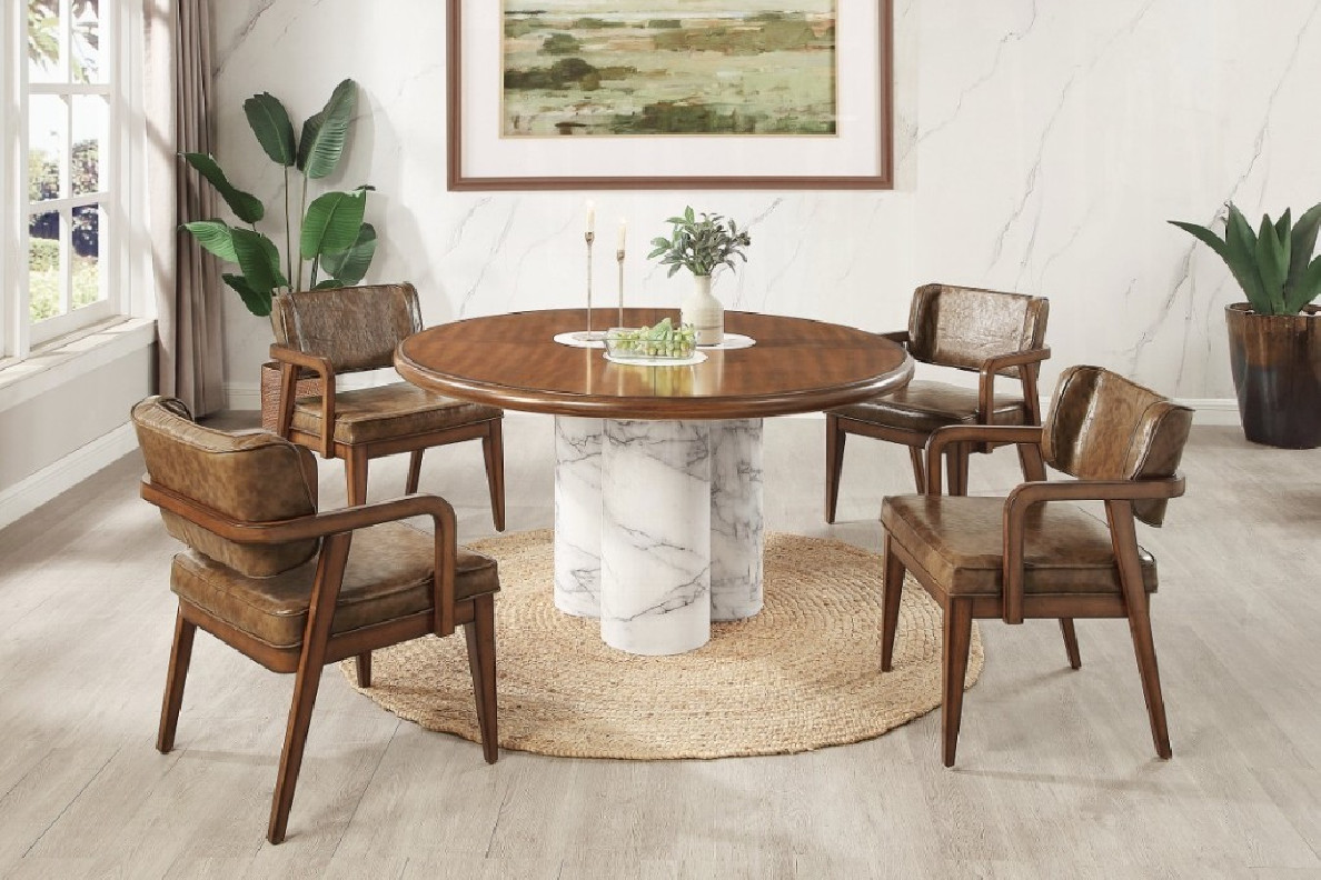 DN06135 5PC Harvey Round Dining Table by Acme Furniture