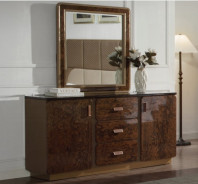 BD20031EK Marcelino Eastern King Bed  Brown & Beige Microfiber Leather & Glossy Wood Grain By Acme Furniture