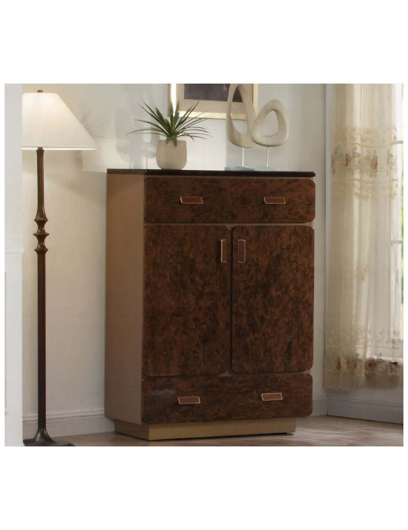 BD20031EK Marcelino Eastern King Bed  Brown & Beige Microfiber Leather & Glossy Wood Grain By Acme Furniture