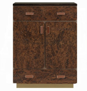 BD20031EK Marcelino Eastern King Bed  Brown & Beige Microfiber Leather & Glossy Wood Grain By Acme Furniture
