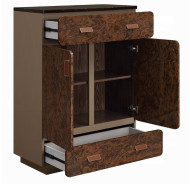 BD20031EK Marcelino Eastern King Bed  Brown & Beige Microfiber Leather & Glossy Wood Grain By Acme Furniture