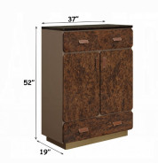 BD20031EK Marcelino Eastern King Bed  Brown & Beige Microfiber Leather & Glossy Wood Grain By Acme Furniture
