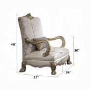 54877 Accent Chair Pearl Synthetic Leather /Fabric Dresden Gold Patina Collection by Acme Furniture