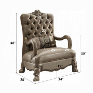 52092 Bone Velvet Gold Patina Finish Accent Chair Dresden Collection by Acme Furniture