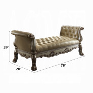 96488 Bench Bone PU/ Gold Patina Finish Dresden Collection by Acme Furniture