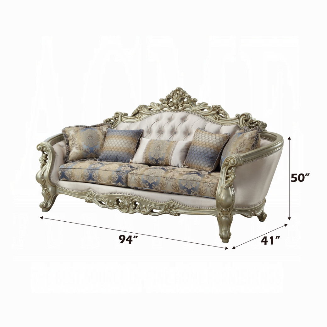 52440 Antique White Finish/ Cream Fabric Living room Gorsedd Collection by Acme Furniture