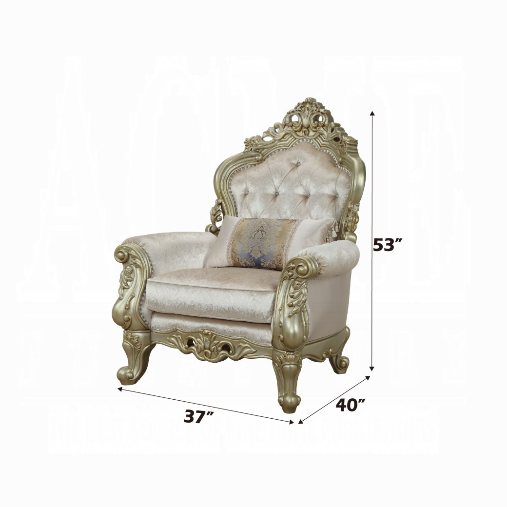 52440 Antique White Finish/ Cream Fabric Living room Gorsedd Collection by Acme Furniture