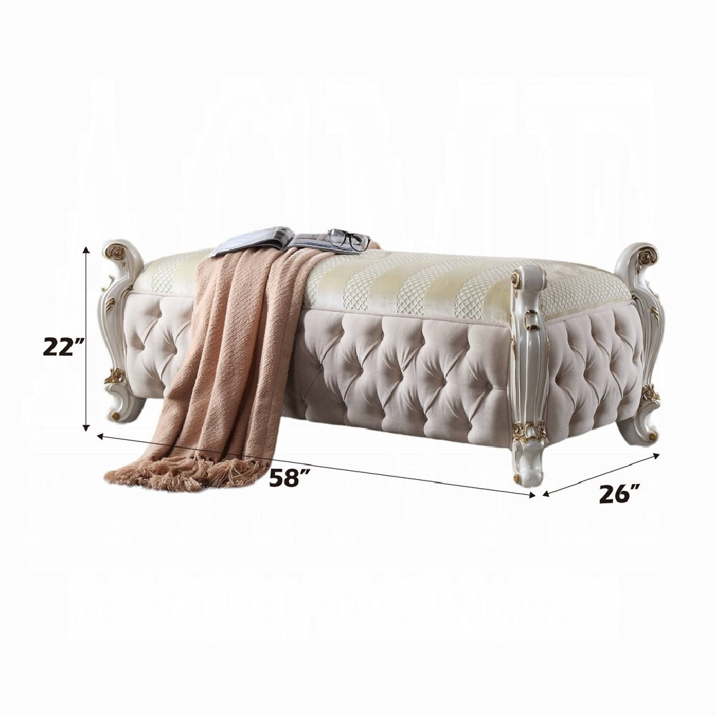 27886 Pearl Finish Bench Picardy Collection by Acme Furniture