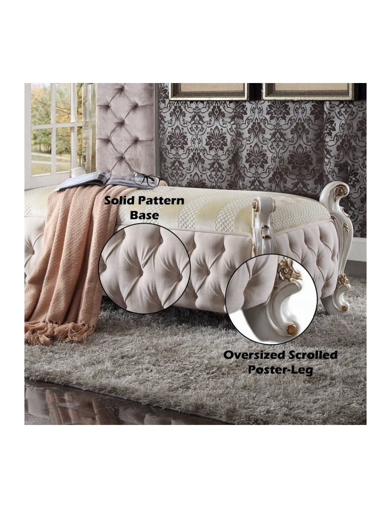 27886 Pearl Finish Bench Picardy Collection by Acme Furniture