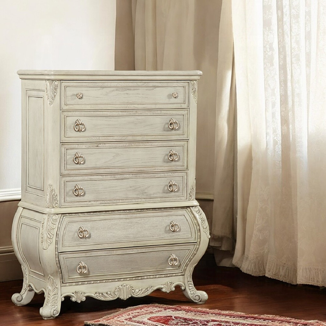27016 Antique White Finish Chest Ragenardus Collection By Acme Furniture