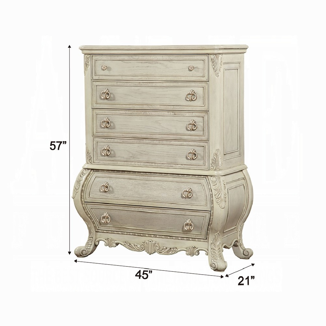 27016 Antique White Finish Chest Ragenardus Collection By Acme Furniture