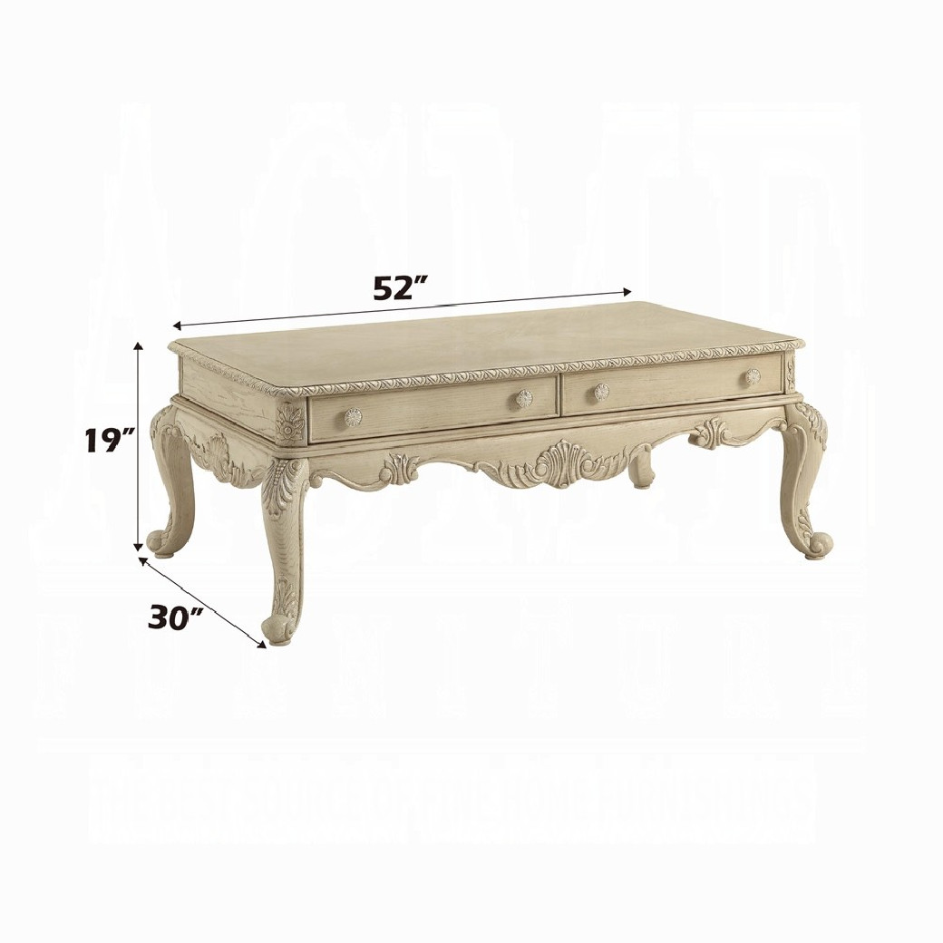 86020 Antique White Finish Occasional Table Ragenardus Collection By Acme Furniture