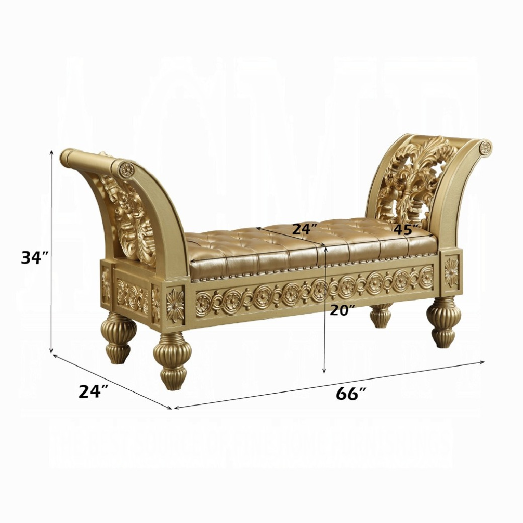 BD00456 Gold Finish Bench Victorian Style Seville Collection by Acme Furniture