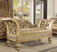 BD00456 Gold Finish Bench Victorian Style Seville Collection by Acme Furniture