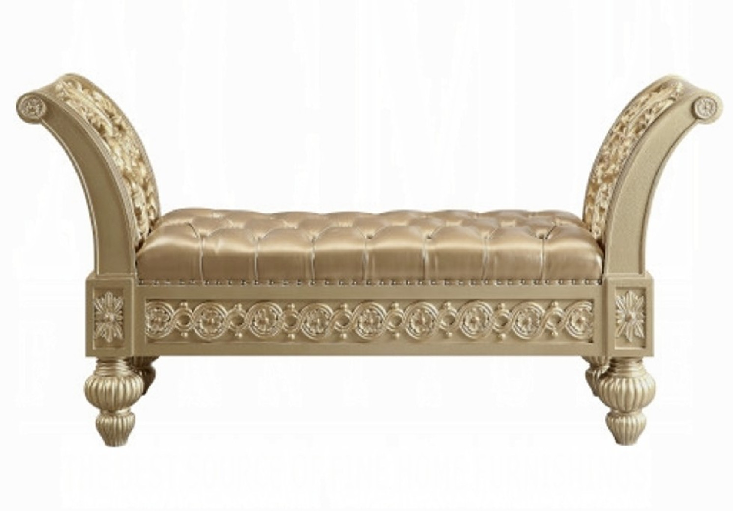 BD00456 Gold Finish Bench Victorian Style Seville Collection by Acme Furniture