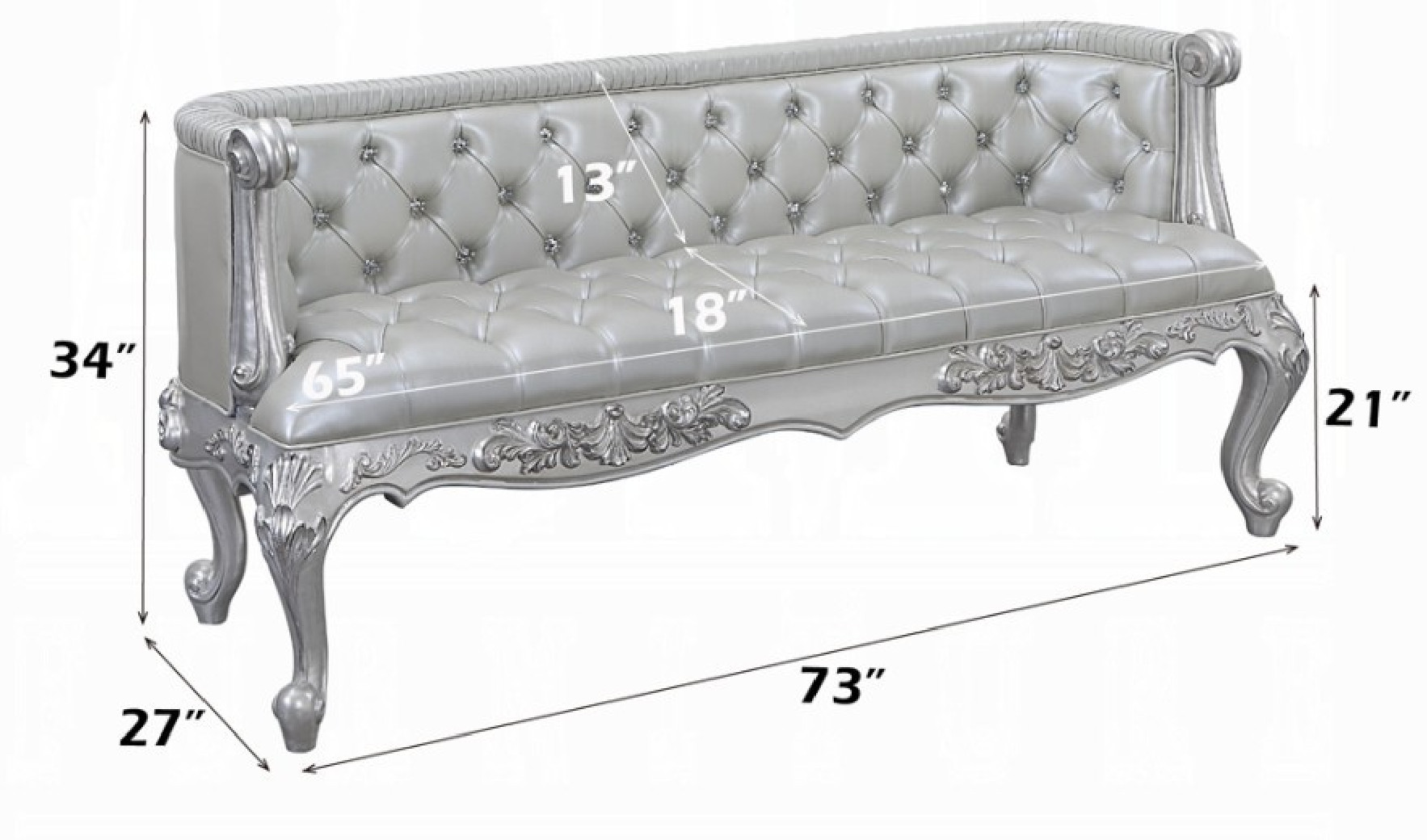 BD 00688 Lavish Classic Valkyrie Bench By Acme Furniture