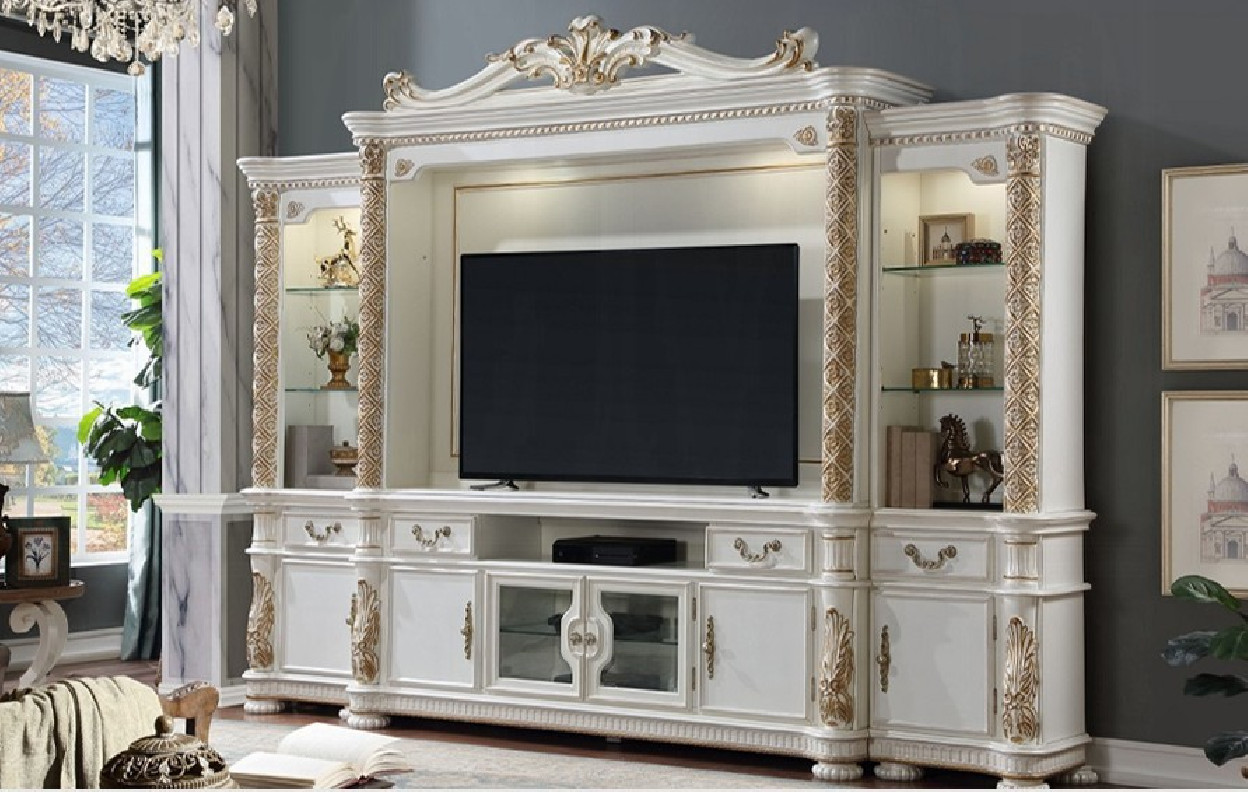 LV01520 Vendome Antique Pearl Collection Entertainment Center By Acme Furniture
