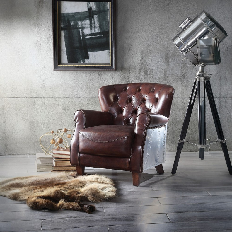 59830 Urban Industrial Chic Accent Chair Brancaster Collection by Michael Amini
