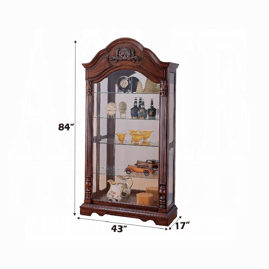 90054 Cherry Finish Curio Cabinet Acme Denton Collection