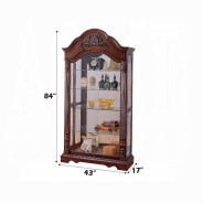 90054 Cherry Finish Curio Cabinet Acme Denton Collection