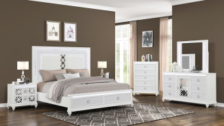 Abigale 5PC Queen Bedroom Set Contemporary Style white Finish by Galaxy Home Furnishings