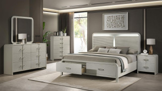 Aria 5PC Queen Bedroom Set Contemporary Style Beige Finish by Galaxy Home Furnishings