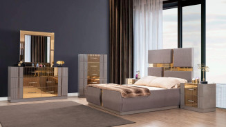 Lorenzo 5PC Queen Bedroom Set Contemporary Style Gray Finish by Galaxy Home Furnishings