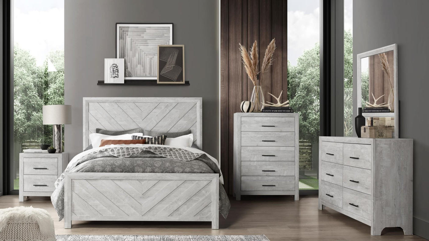 Denver 5PC Queen Bedroom Set Rustic Style Natural Finish by Galaxy Home Furnishings