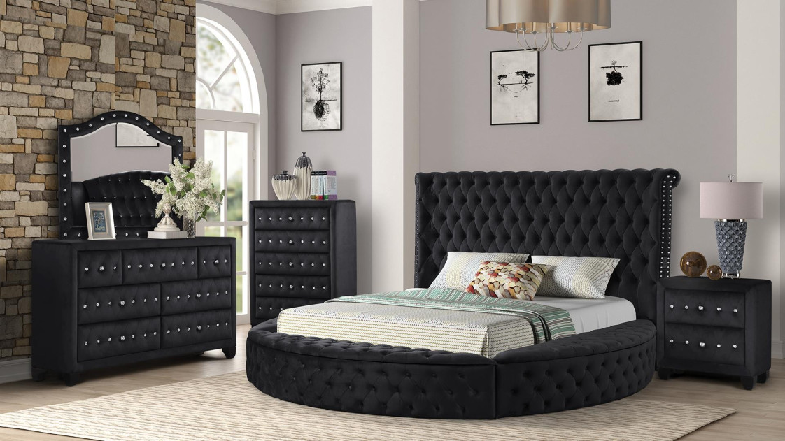 Hazel 5PC Queen Bedroom Set Contemporary Style Black Finish by Galaxy Home Furnishings