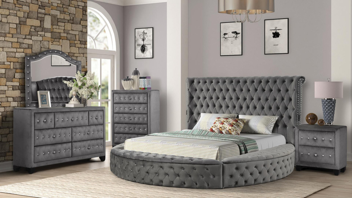 Hazel 5PC Queen Bedroom Set Contemporary Style Gray Finish  by Galaxy Home Furnishings