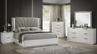Jazz 5PC Queen Bedroom Set Contemporary Style White Finish by Galaxy Home Furnishings