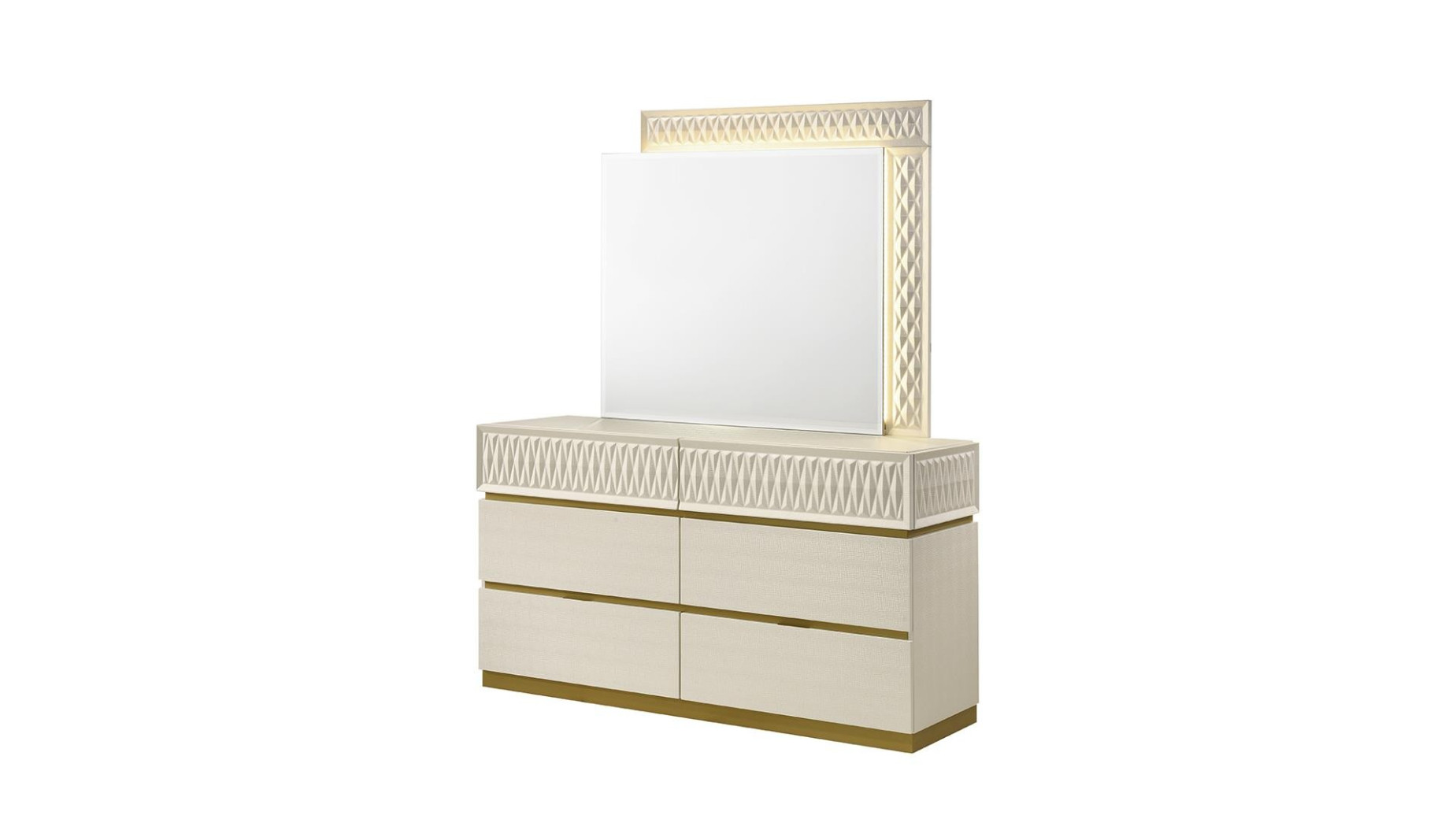 Stanley  5PC Queen Bedroom Set Contemporary Style Champagne Finish by Galaxy Home Furnishings