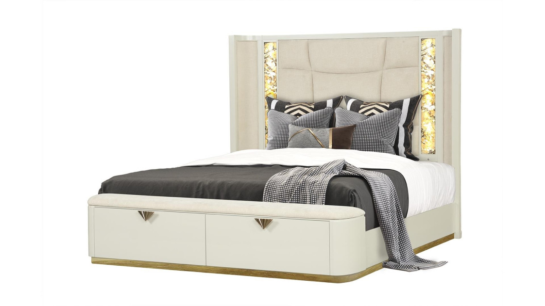 La Pierre 5PC Queen Bedroom Set Contemporary Style Beige Finish by Galaxy Home Furnishings