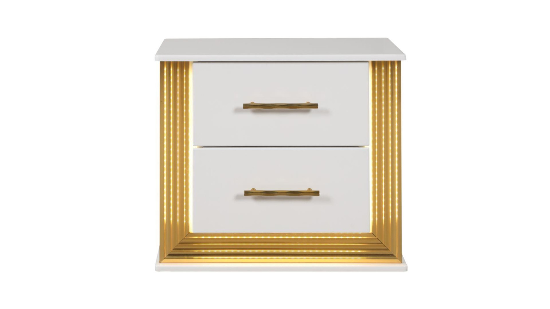 Obsession 5PC Queen Bedroom Set Contemporary Style White & Gold Finish  by Galaxy Home Furnishings