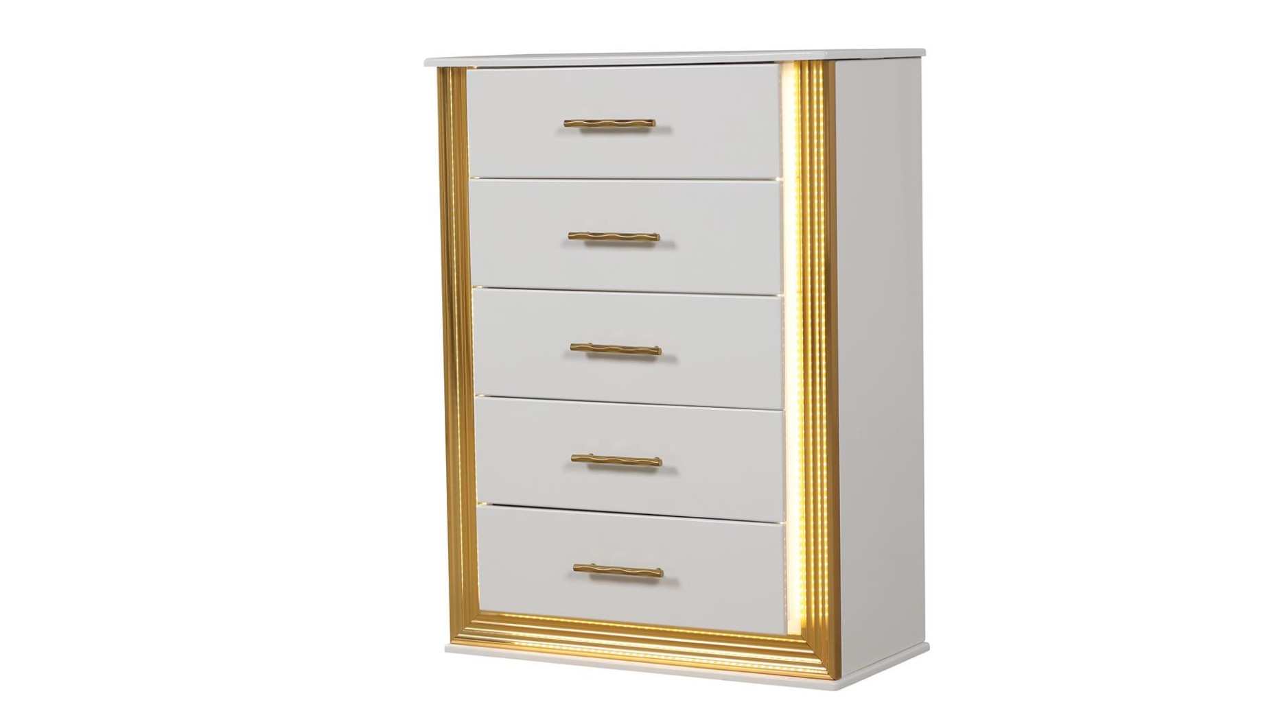 Obsession 5PC Queen Bedroom Set Contemporary Style White & Gold Finish  by Galaxy Home Furnishings