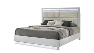 Glam 5PC Queen Bedroom Set Contemporary Style White Finish by Galaxy Home Furnishings